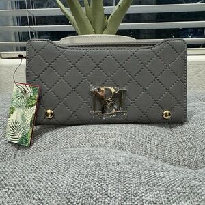NWT- Badgley Mischka Grey Rectangle Wallet with Zipper for Coins